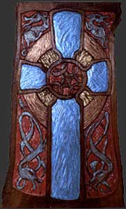 Celtic Cross - Polychromed Wood Fine Art Sculpture by E. Thor Carlson